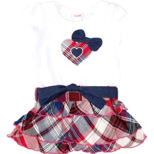 Girls Plaid Ruffles Dress